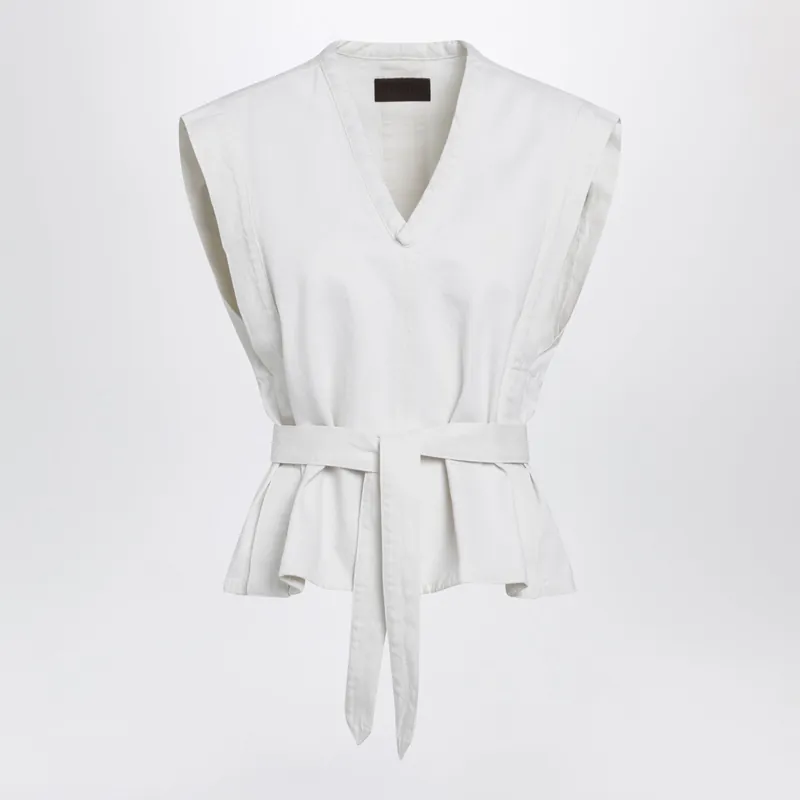 White Chasuble Shirt In Bleached Denim - Lemaire