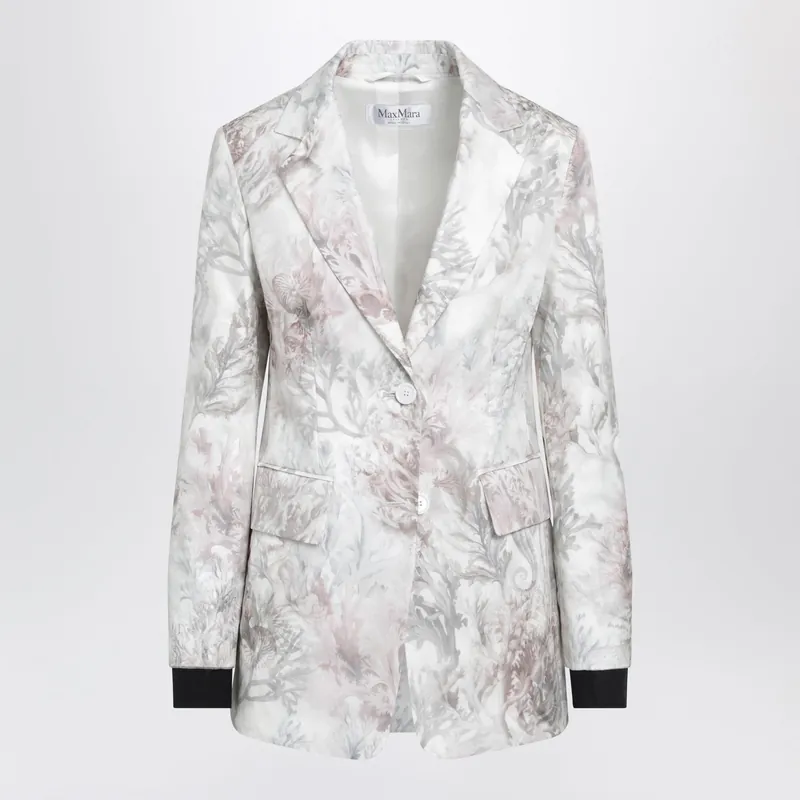 Slim Blazer In Printed Organza And Cotton Gabardine - Max Mara