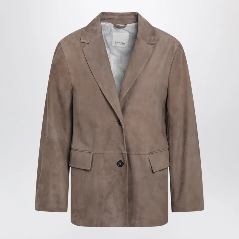 Single-Breasted Hazelnut Suede Jacket