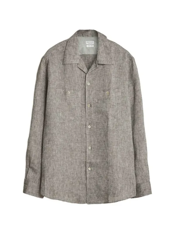 Button-Down Shirt With A Melange Effect
