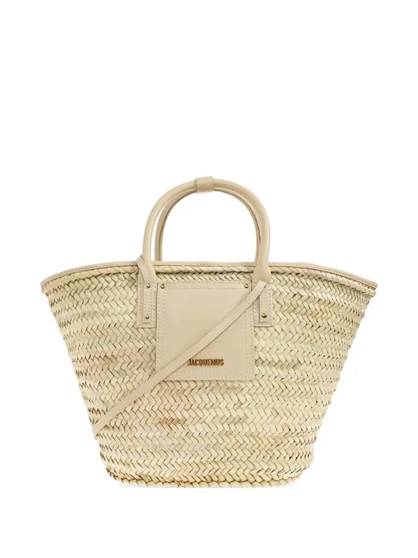 Soli Woven Raffia Tote Bag With Leather Trim - Jacquemus