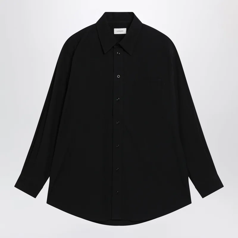 Long-Sleeve Shirt With Chest Pockets In Black Cotton