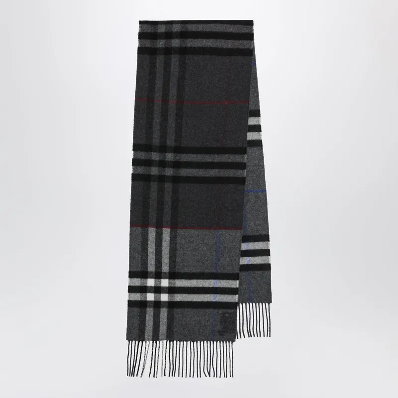 Reversible Check Cashmere Scarf In Grey - Burberry