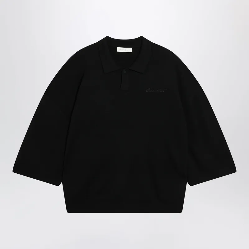 Signature 90s-Style Knit 3/4-Sleeve Polo In Black