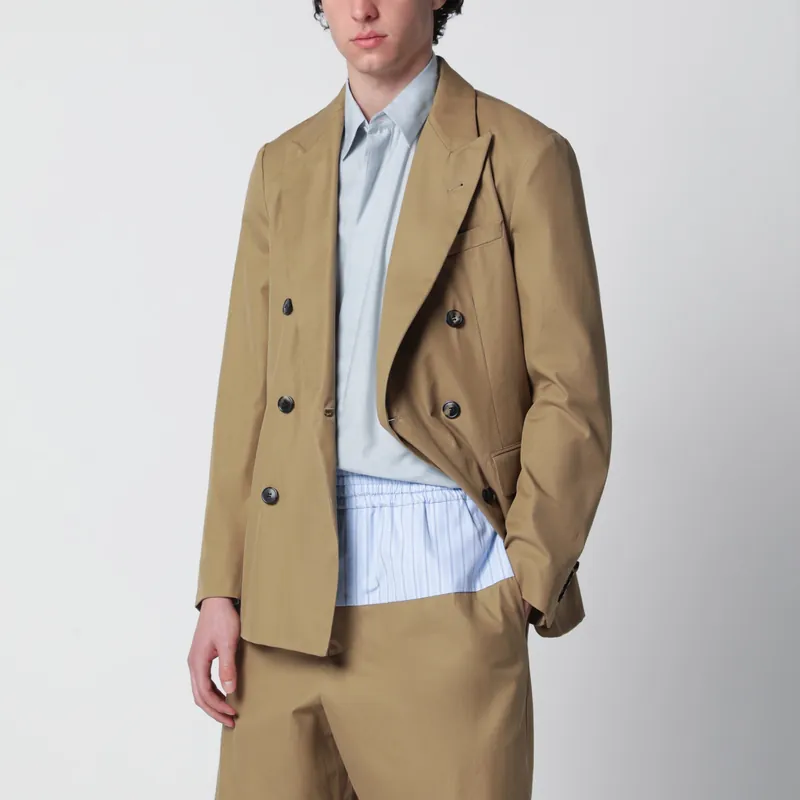 Camel Double-Breasted Jacket