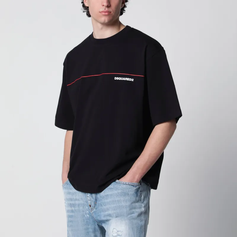 Rebel Tags Loose-Fit Cotton T-Shirt In Black