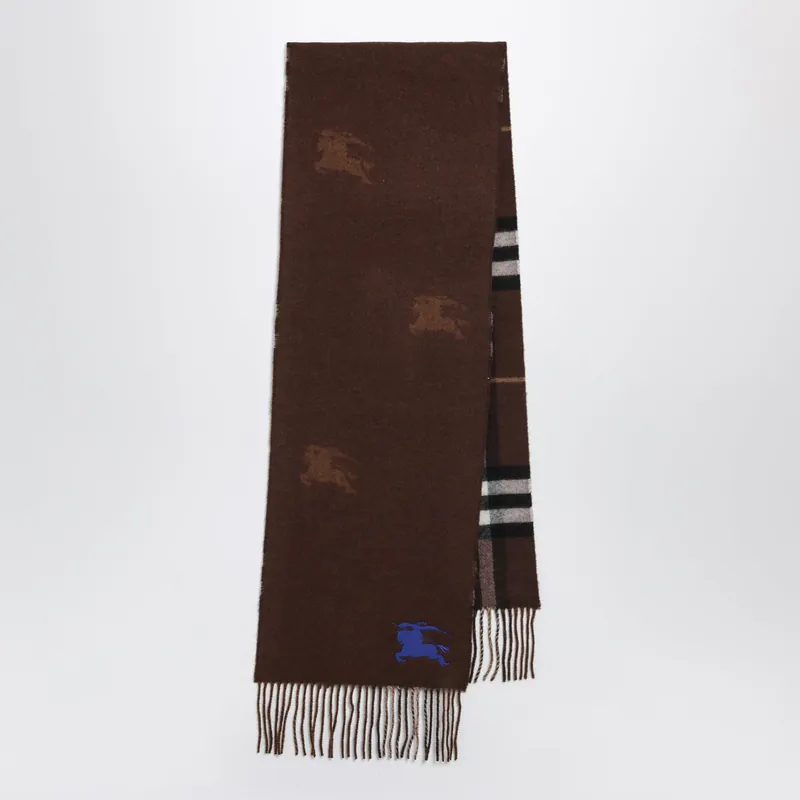 Reversible Check Cashmere Scarf With Ekd - Burberry
