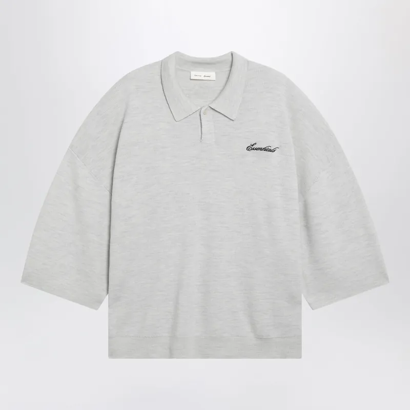 Signature Knit Polo With 3/4 Sleeves In Mélange Beige - Fear Of God Essentials