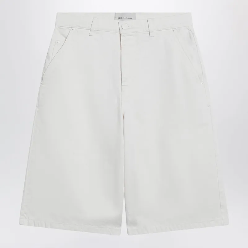 Wide-Fit Cotton Twill Bermuda Shorts In White