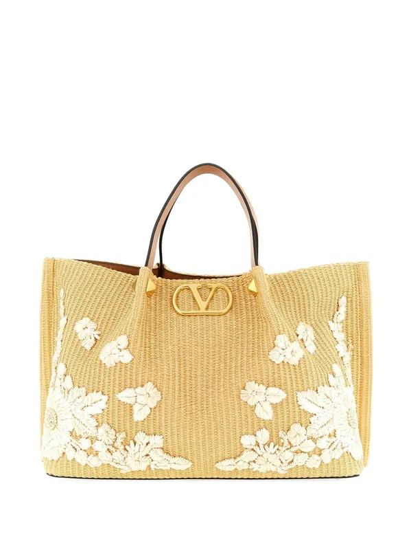 Vlogo Signature Medium Rafia Tote - Valentino Garavani