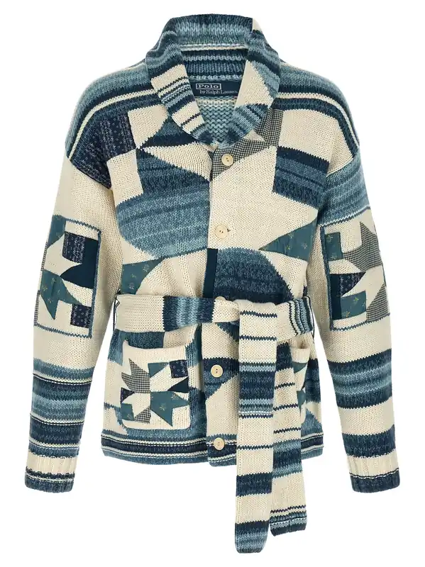 Patchwork Cardigan Sweaters And Cardigans Blue - Polo Ralph Lauren