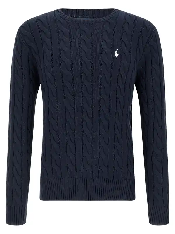 Cotton Braided Sweater Sweaters And Cardigans Blue - Polo Ralph Lauren