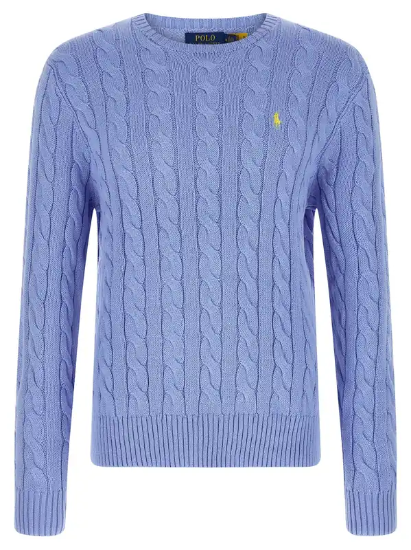 Cotton Braided Sweater Sweaters And Cardigans Light Blue - Polo Ralph Lauren