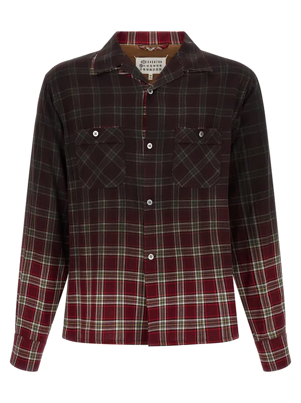 Check Shirt With Gradient Effect Shirt And Blouse Red - Maison Margiela