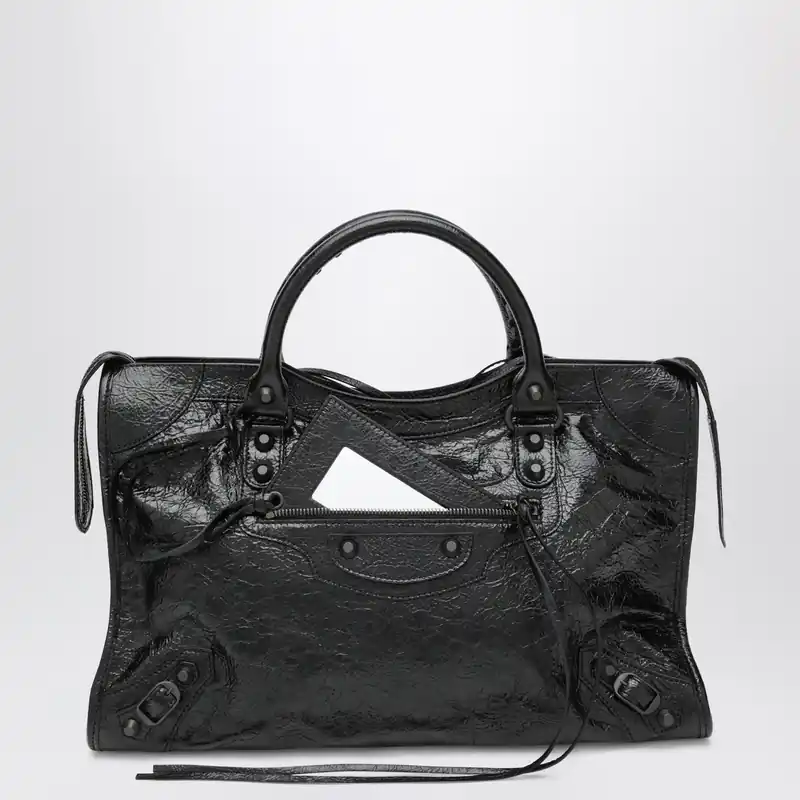 Le City Medium Lambskin Leather Handbag In Black - Balenciaga