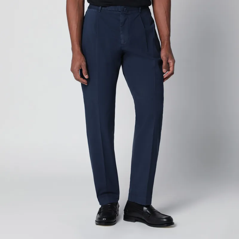Blue Trousers In Cotton - Santaniello