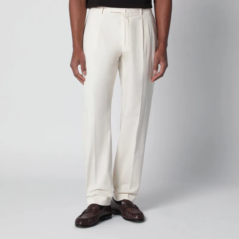 White Trousers In Cotton - Santaniello