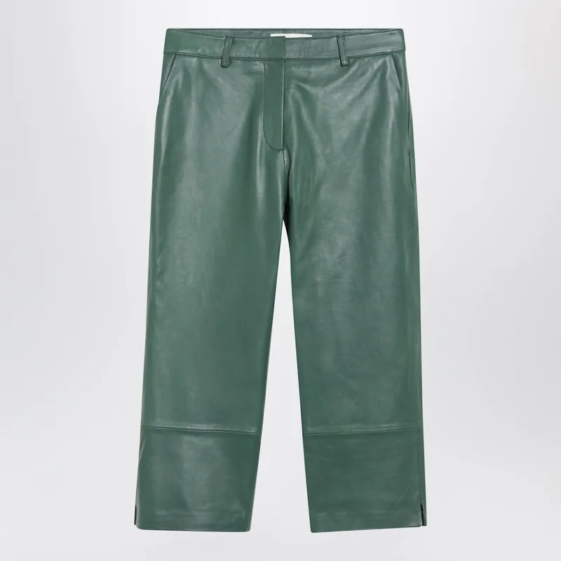 Olivet Wide-Leg Faux Leather Pants In Green