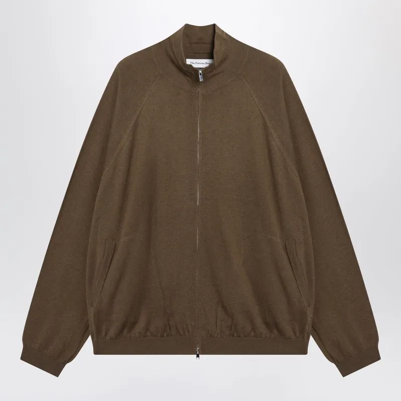Baxe Knit Sports Jacket In Wool Blend Brown - The Frankie Shop