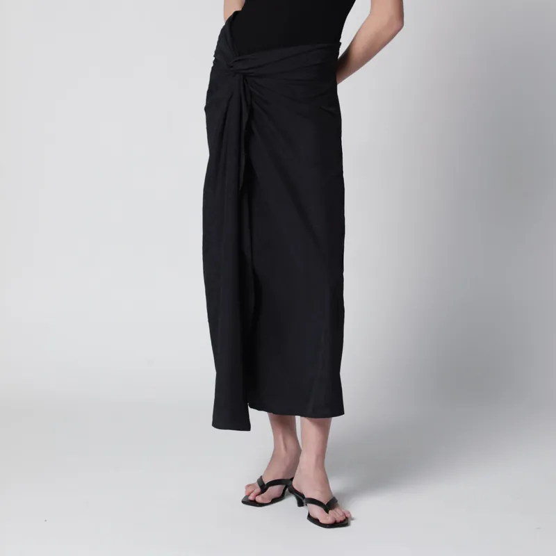 Black Sarong-Effect Skirt