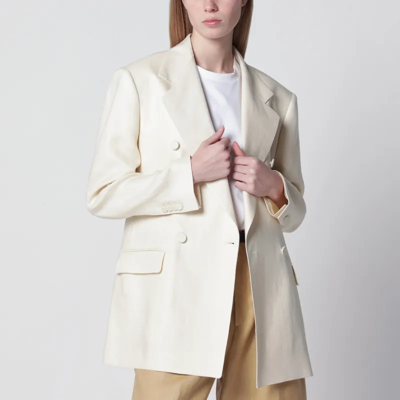 Single-Breasted Blazer In Butter-Colored Linen