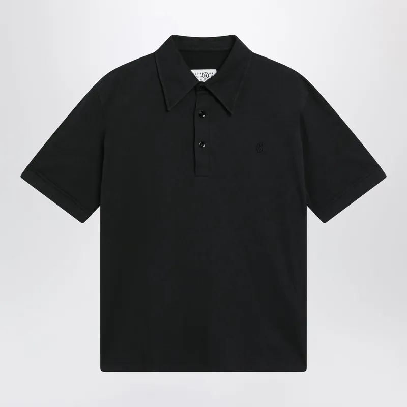 Black Cotton Polo Shirt - MM6 Maison Margiela