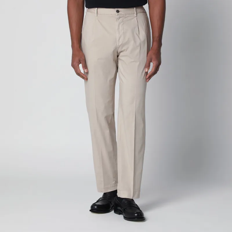 Beige Trousers In Cotton Blend - Santaniello