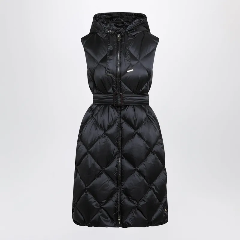 Black Belted Sleeveless Down Jacket - Max Mara The Cube