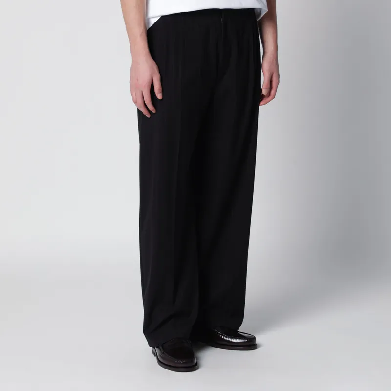Black Pinstriped Inno Trousers In Viscose Blend - Thestroy