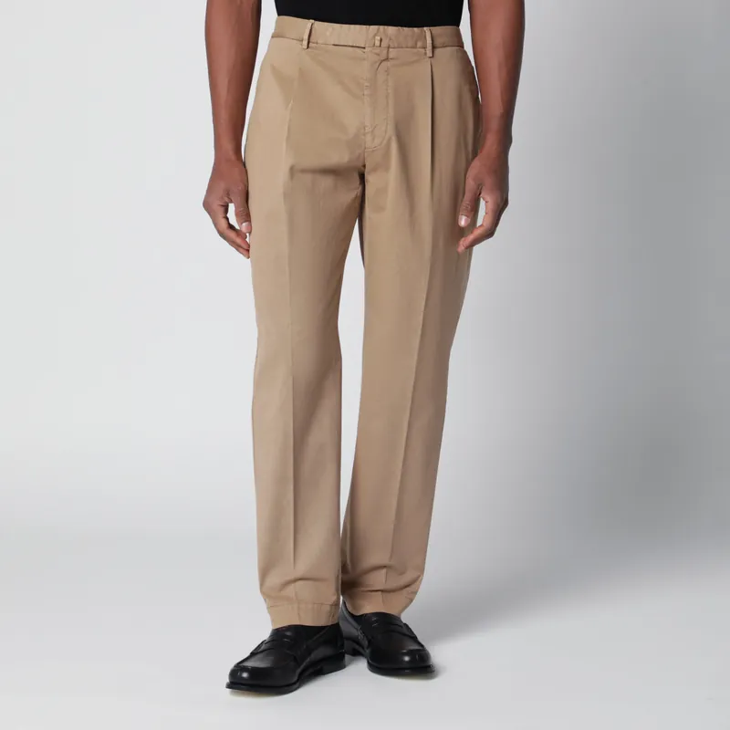 Beige Trousers In Cotton - Santaniello