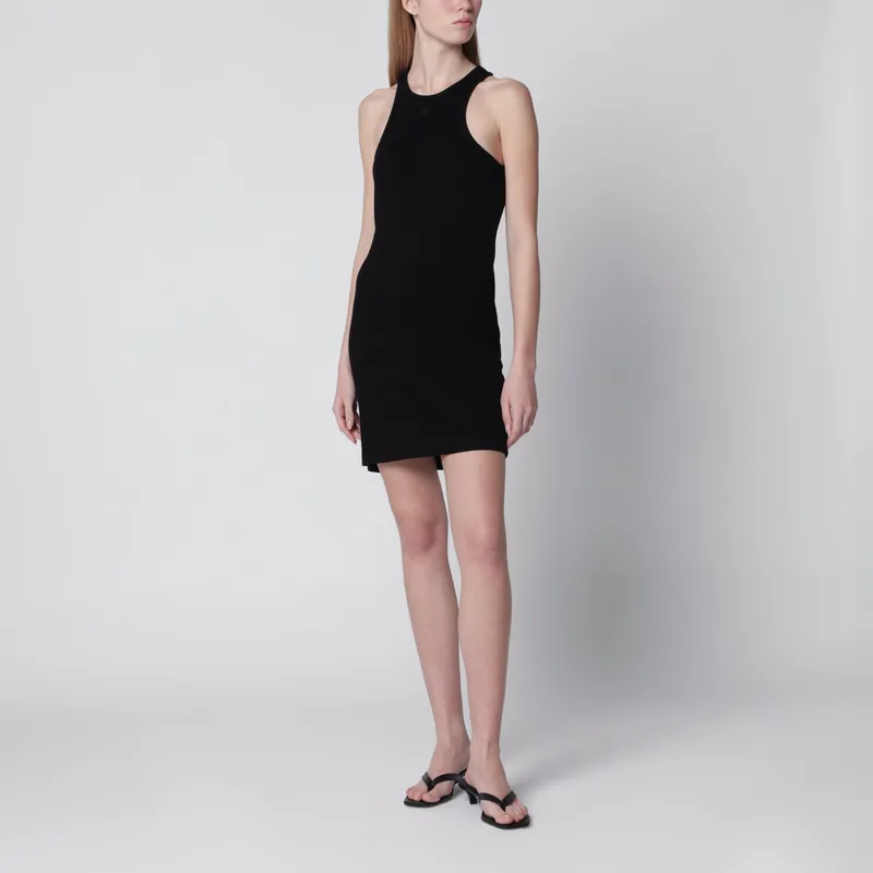 Cole Ribbed Cotton Halter Mini Dress In Black - Anine Bing