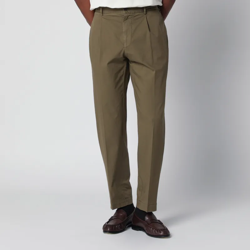 Olive Green Trousers In Cotton Blend - Santaniello