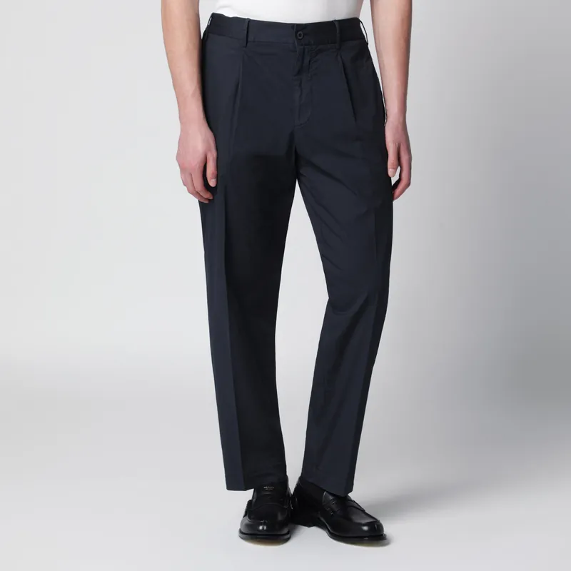 Blue Trousers In Cotton Blend - Santaniello