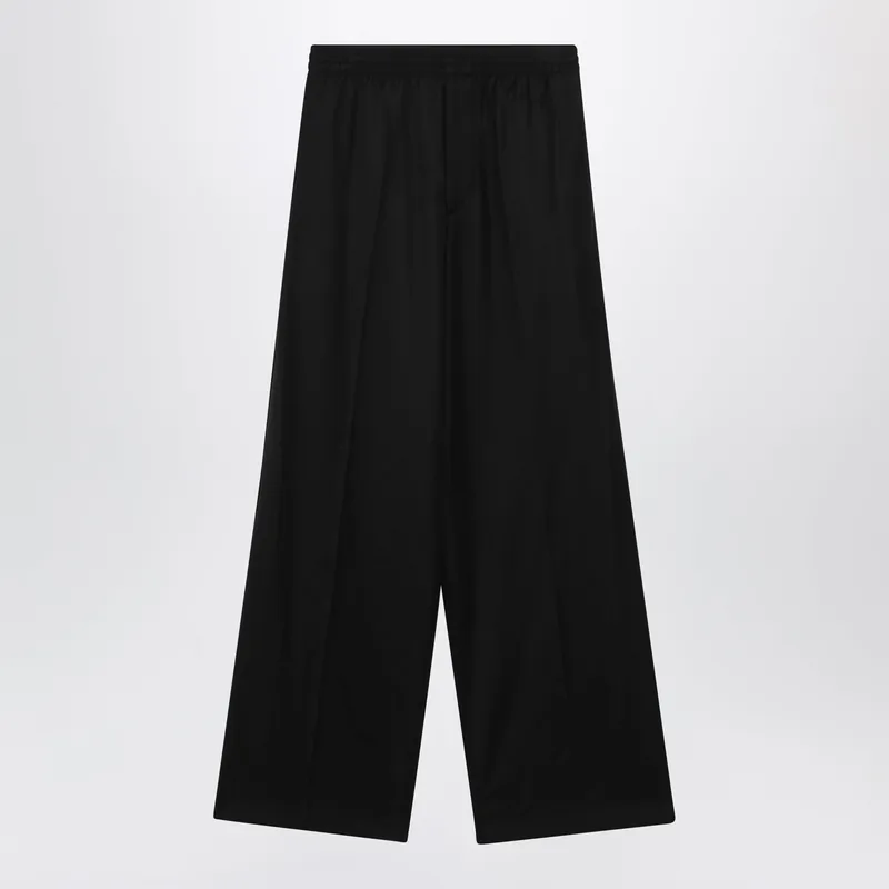 Palazzo Trousers With Elastic Waist In Black Wool - Balenciaga