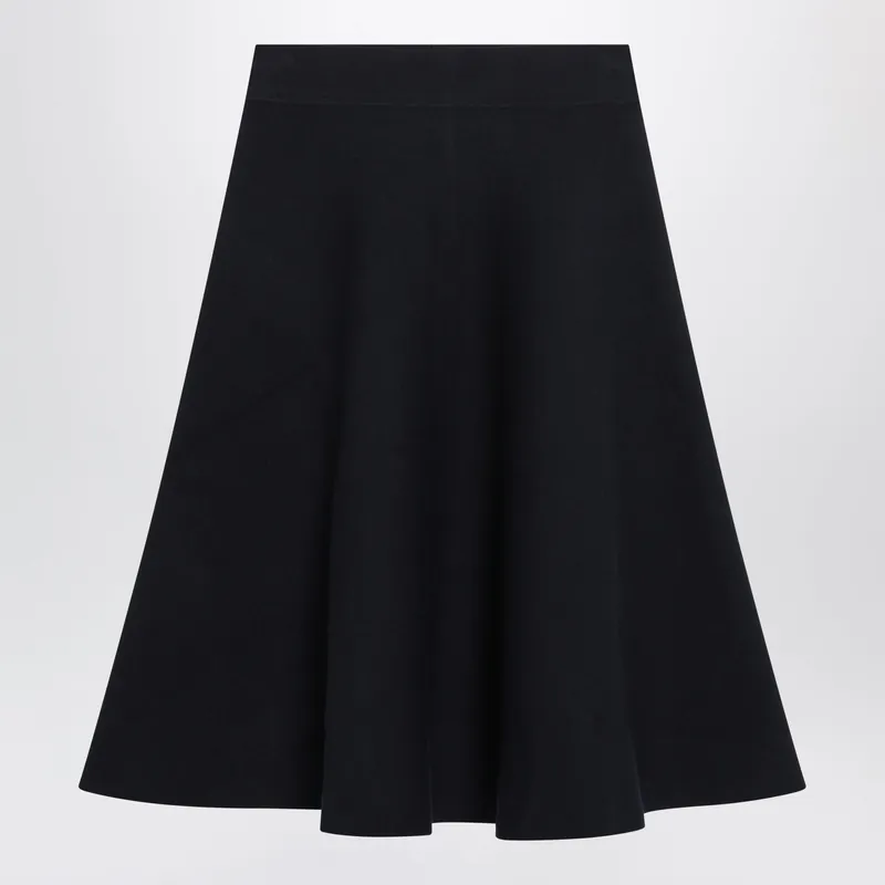 Luglio Midi Knit Skirt In Blue Viscose Blend - The Frankie Shop