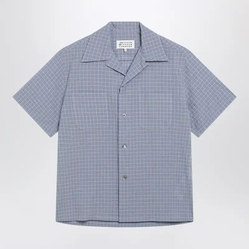 Light Blue Check Bowling Shirt - Maison Margiela