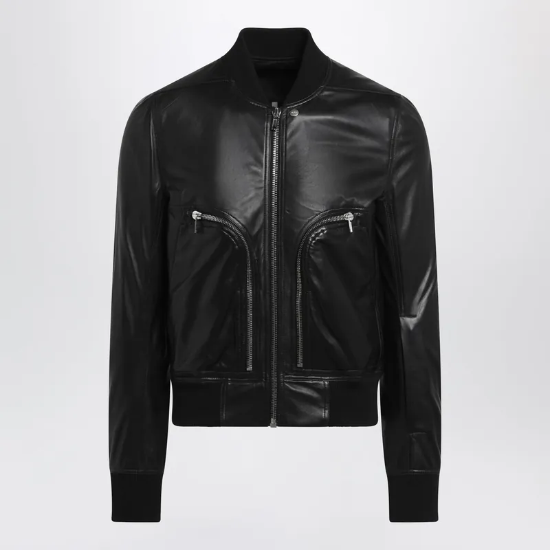 Black Bauhaus Flight Leather Jacket - Rick Owens