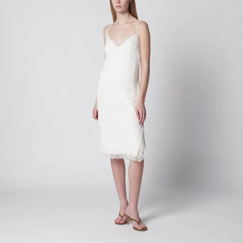 White Silk And Lace Slip Dress - RóHe