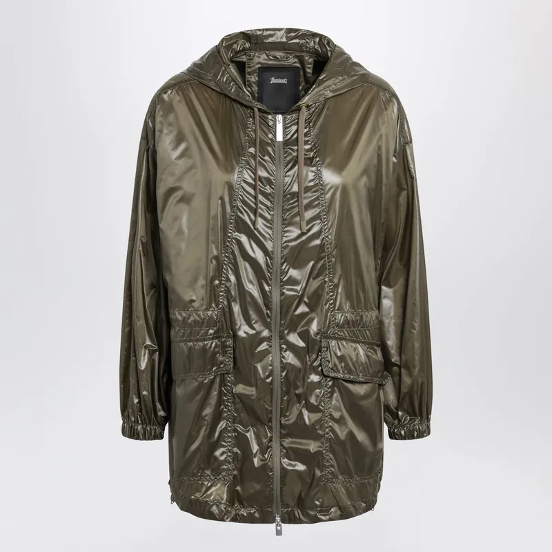 Olive Green Shiny Nylon Parka - Herno