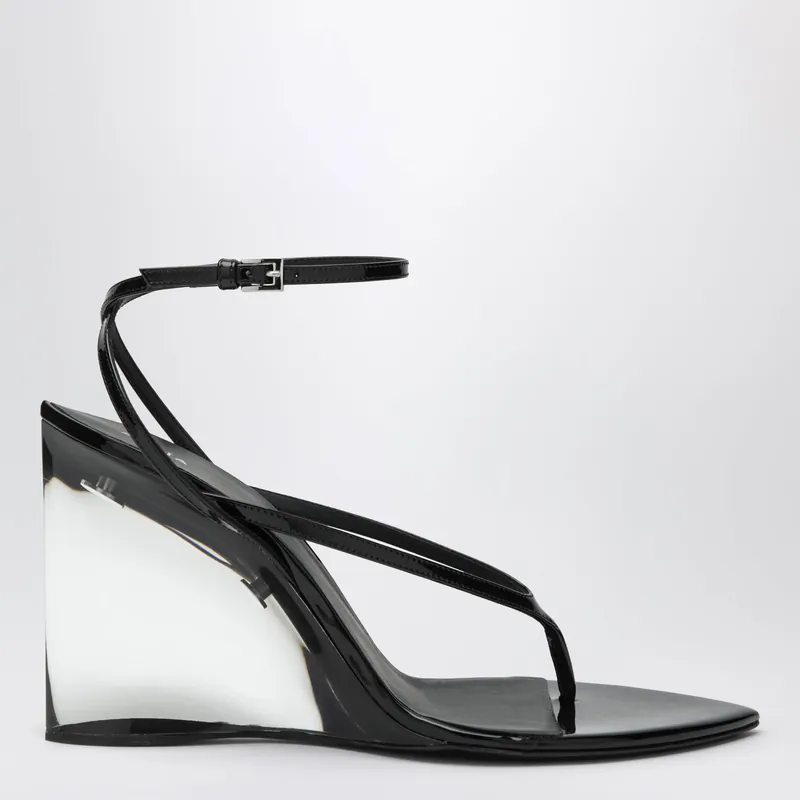 Black Invisible Thong Sandals With Wedge - Alaïa