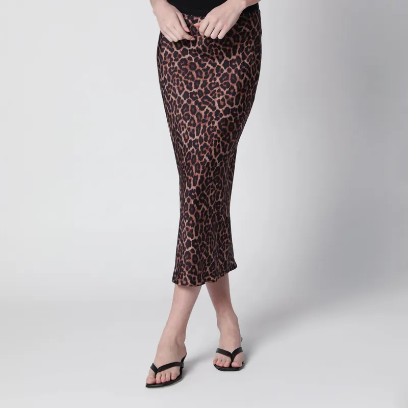 Leopard-Print Silk Midi Skirt