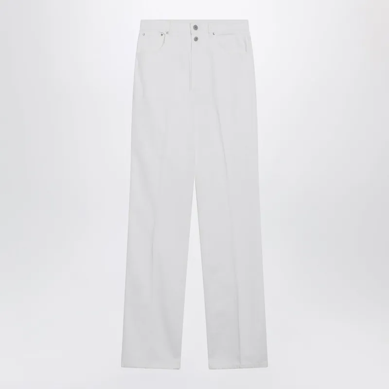 High-Waisted Straight-Leg Jeans With Belt In White Denim