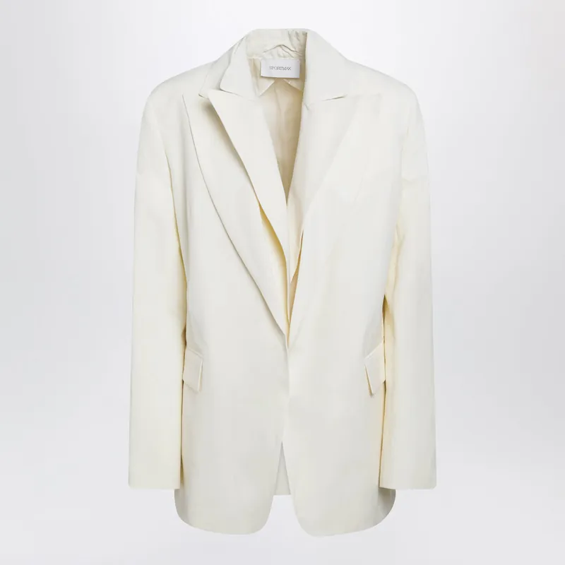 Double-Collar Blazer In Viscose Blend, Yellow