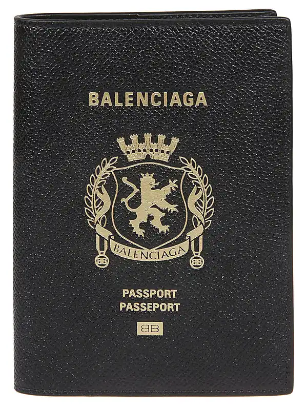 Logo Leather Passport Case - Balenciaga
