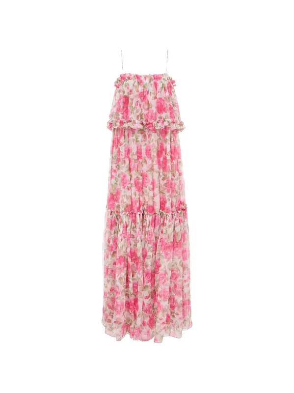 Printed Silk Long Dress - Chloé