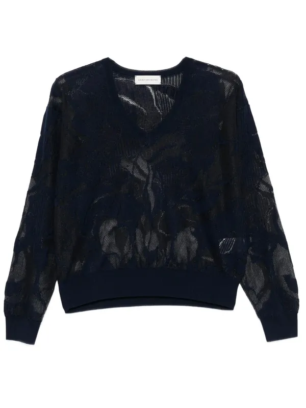 Torion Lace Cotton V-Neck Sweater