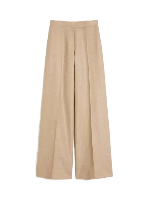 Regular-Fit Linen Natté Trousers - Camel