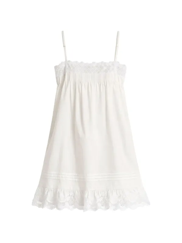 Embroidered Cotton Mini Dress - Saint Laurent