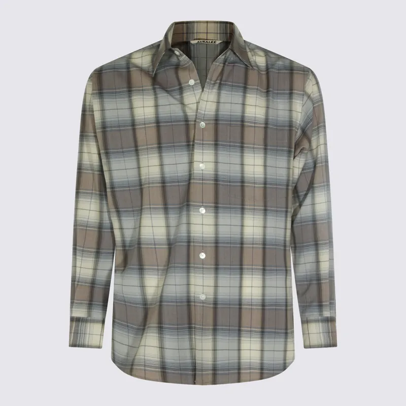 Shirts Blue Gray Check - Auralee