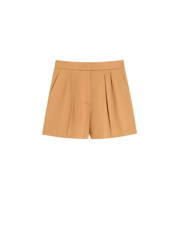 Stretch Cotton Satin Shorts - Earth